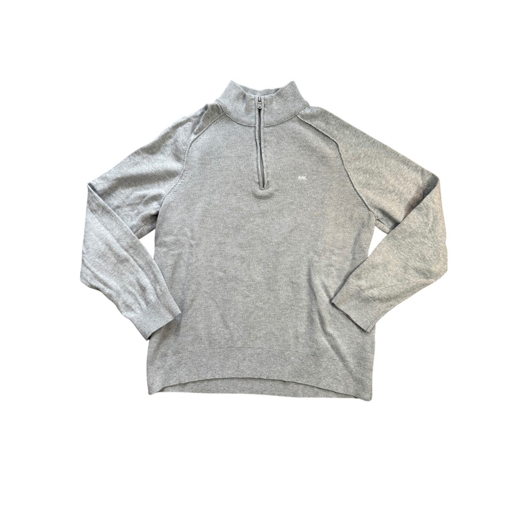 Michael‎ Kors Mens Gray 1/4 Zip Mock Neck Sweater size large